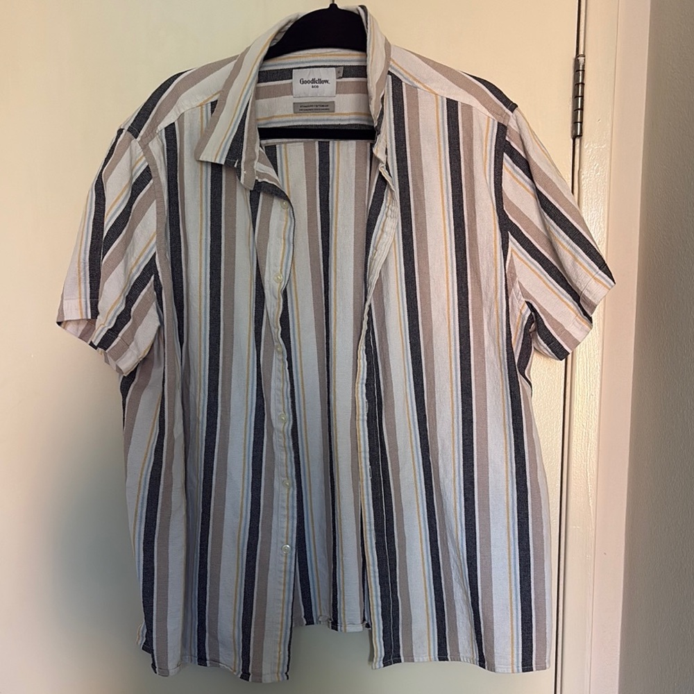 Goodfellow & Co Men's Casual Striped Shirt - Black, White, Tan